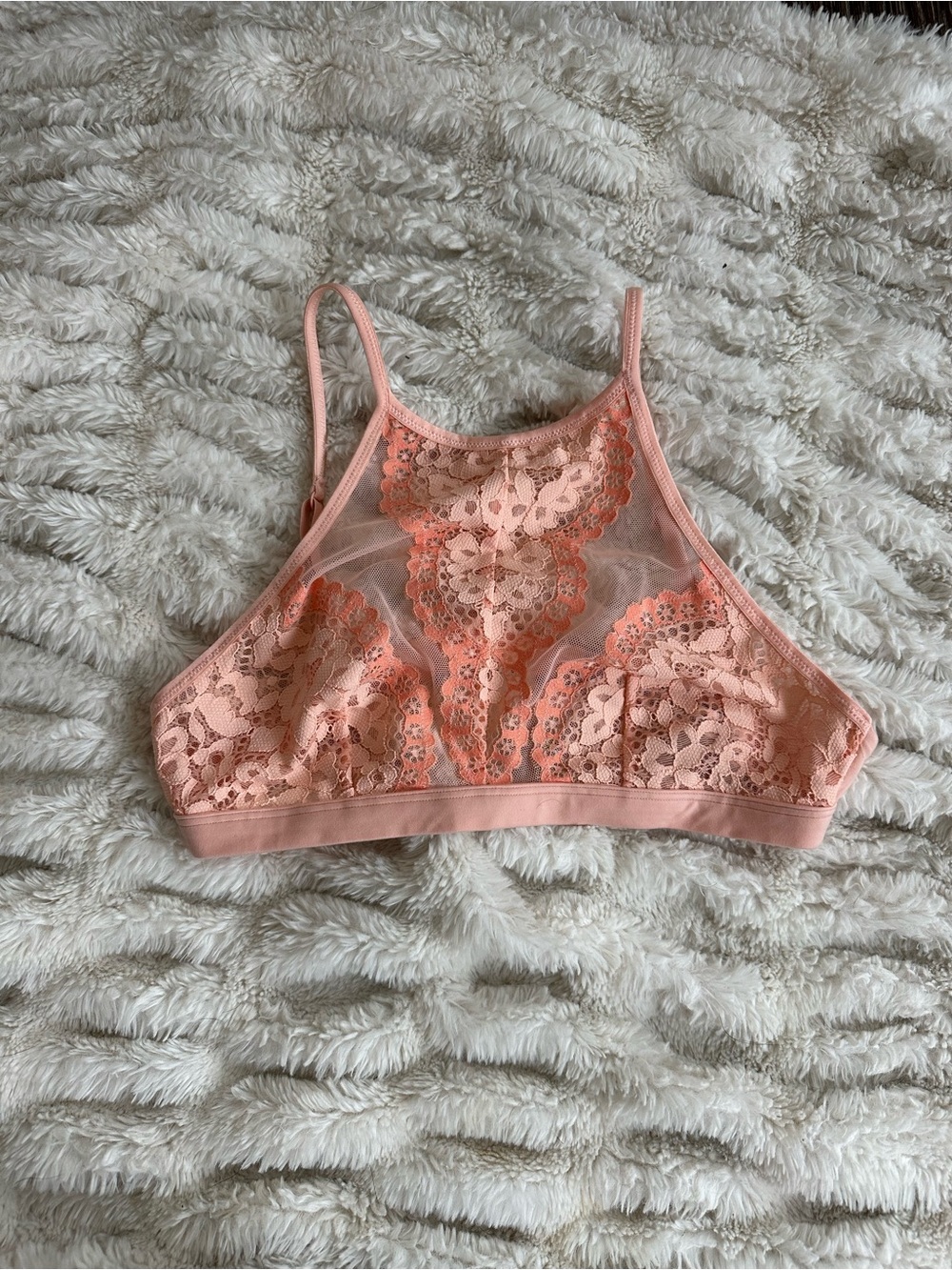 Pastel orange lacy bralette